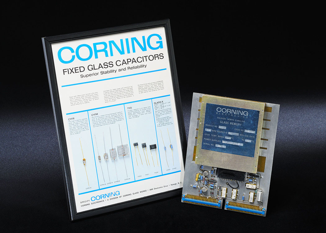 Corning glass capacitors and memory bank