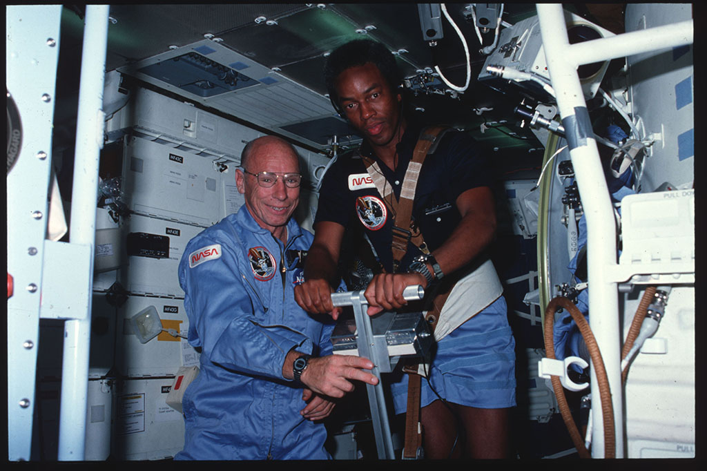 Astronauts Thornton and Bluford