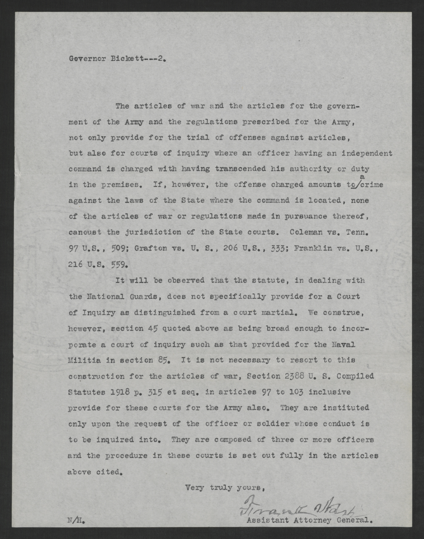 Letter from Francis Nash to Thomas W. Bickett, July 23, 1920, page 2