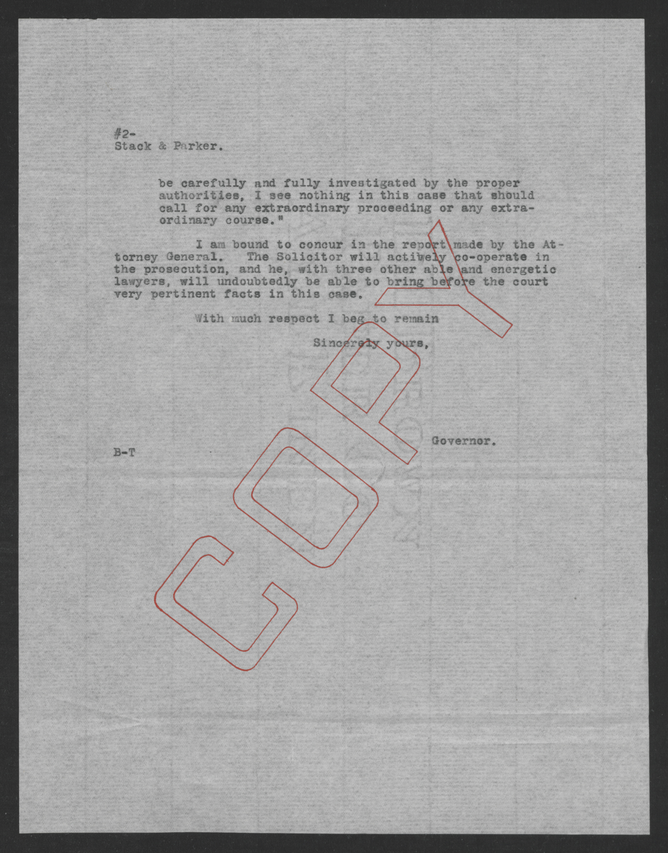 Letter from Thomas W. Bickett to Amos M. Stack and John J. Parker, October 27, 1919, page 2