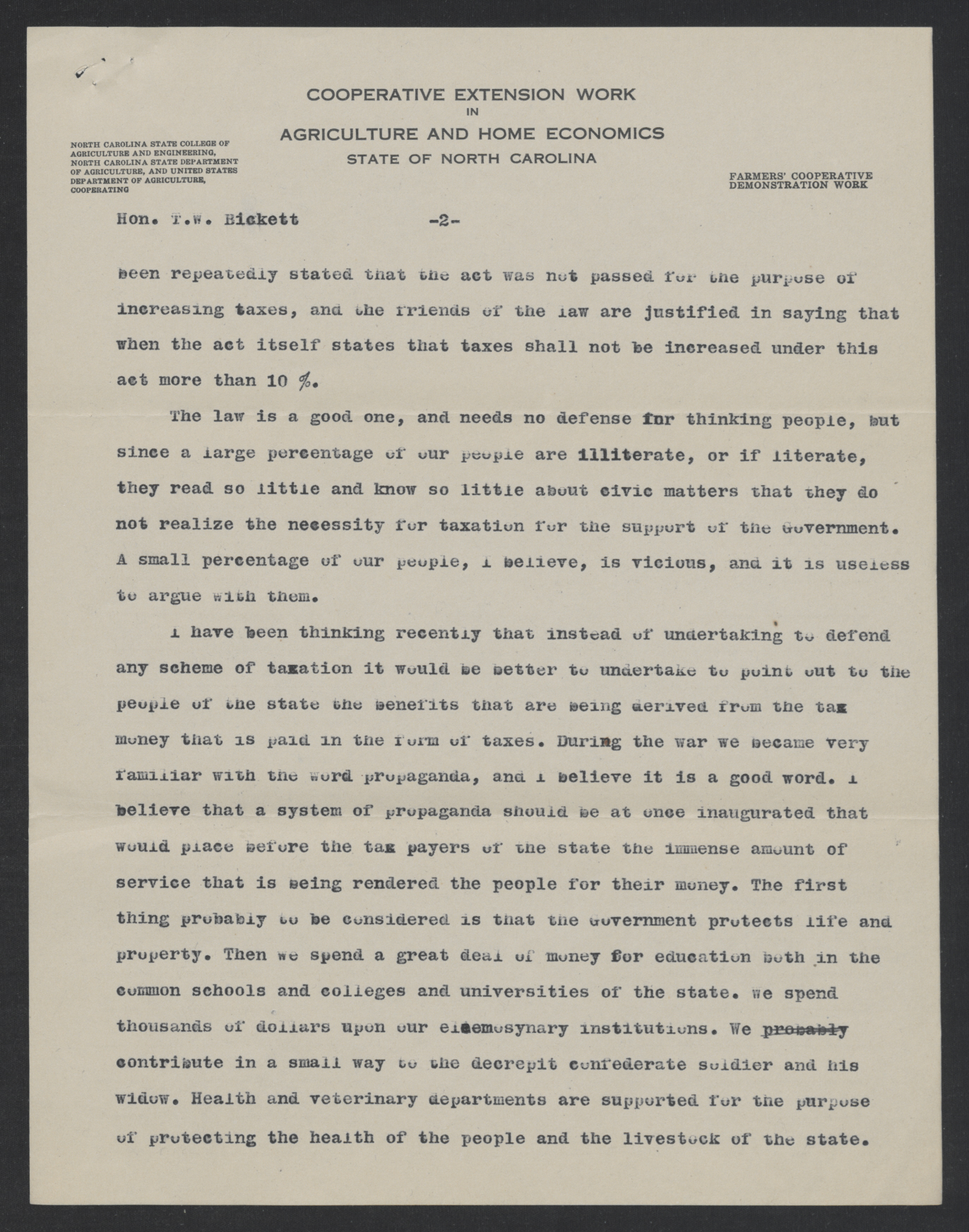 Letter from Elliott S. Millsaps to Thomas W. Bickett, January 2, 1920, page 2