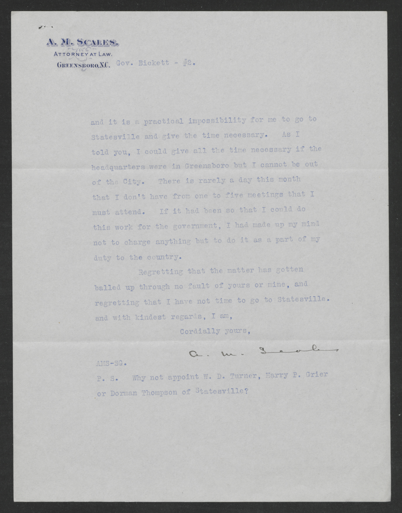 Letter from Alfred M. Scales to Thomas W. Bickett, January 11, 1918, page 2