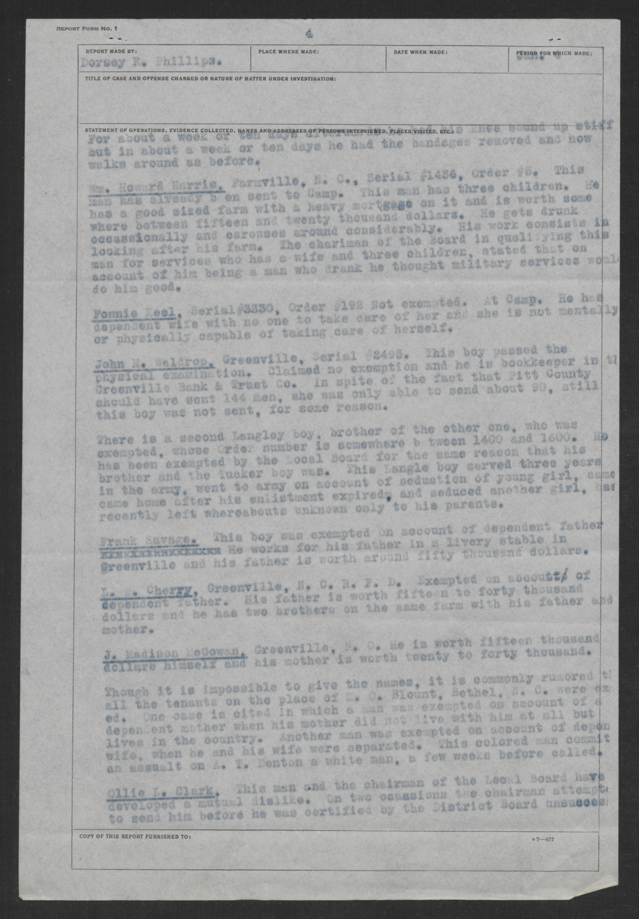Report on Alleged Partiality of the Pitt County Exemption Board, January 10, 1918, page 3