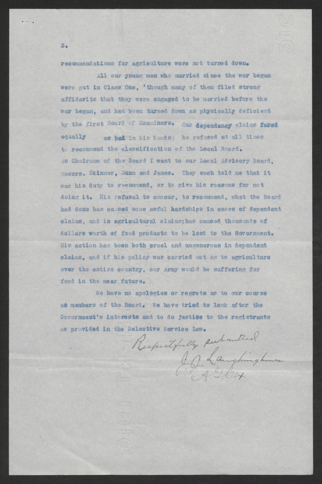 Letter from Joseph J. Laughinghouse and Amos G. Cox to Thomas W. Bickett, Circa May 1918, page 3