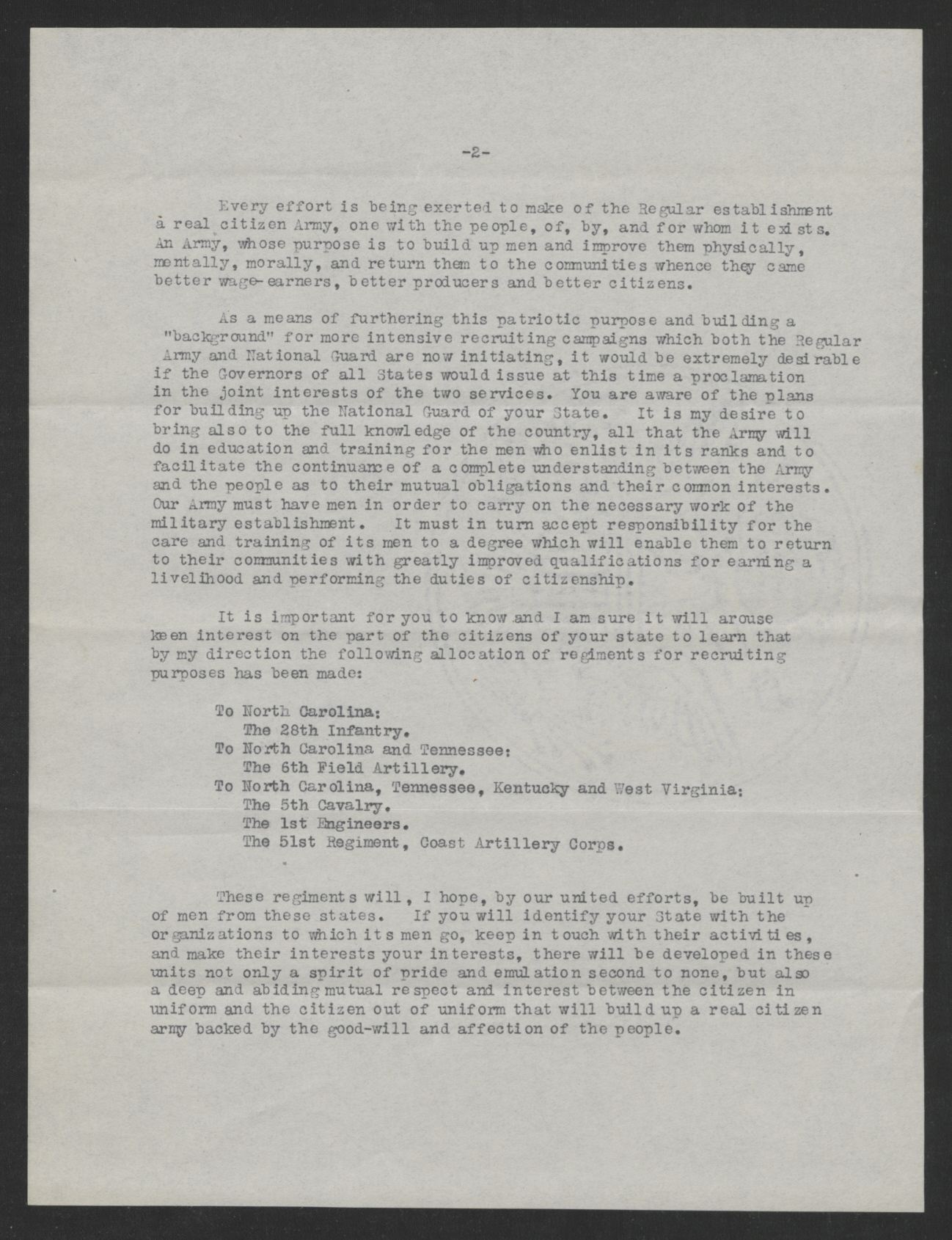 Letter from Newton D. Baker to Thomas W. Bickett, January 24, 1920, page 2