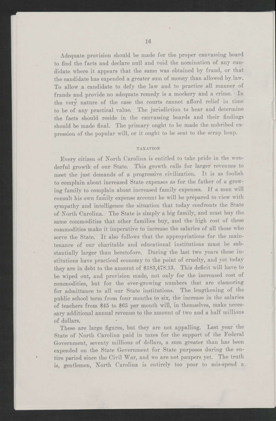 Biennial Message of Governor Thomas W. Bickett to the General Assembly, January 9, 1919, page 14