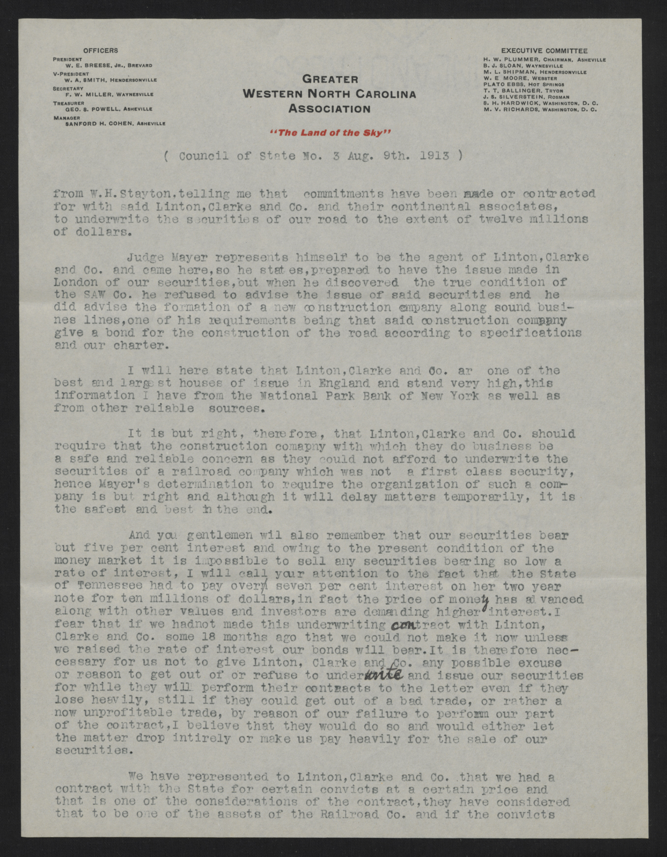 Letter from Breese to the Council of State, August 9, 1913, page 3