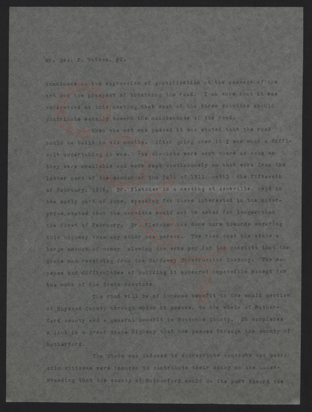 Letter from Craig to Watson, March 16, 1916, page 2