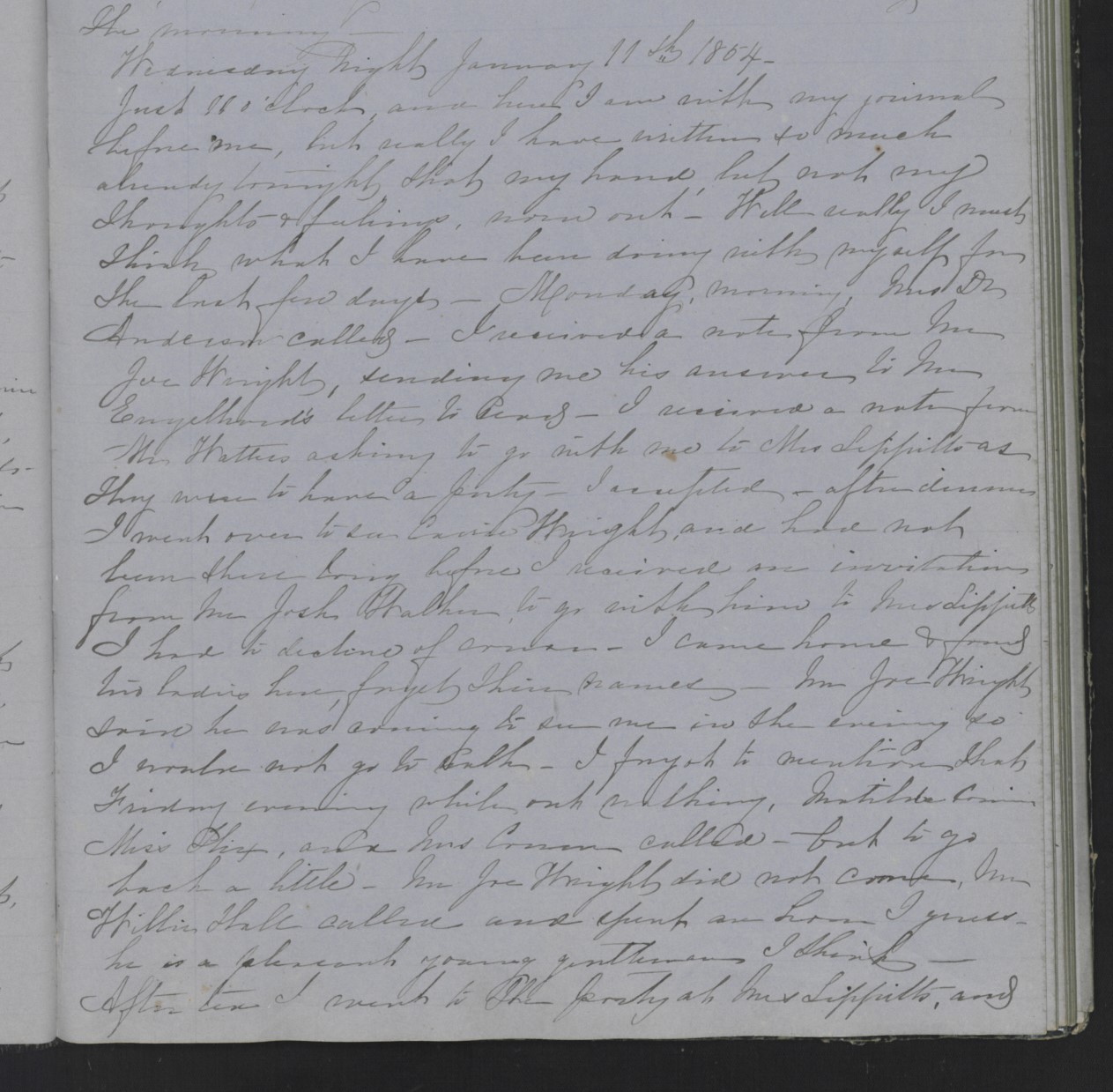 Diary Entry from Margaret Eliza Cotten, 11 January 1854, Page 1