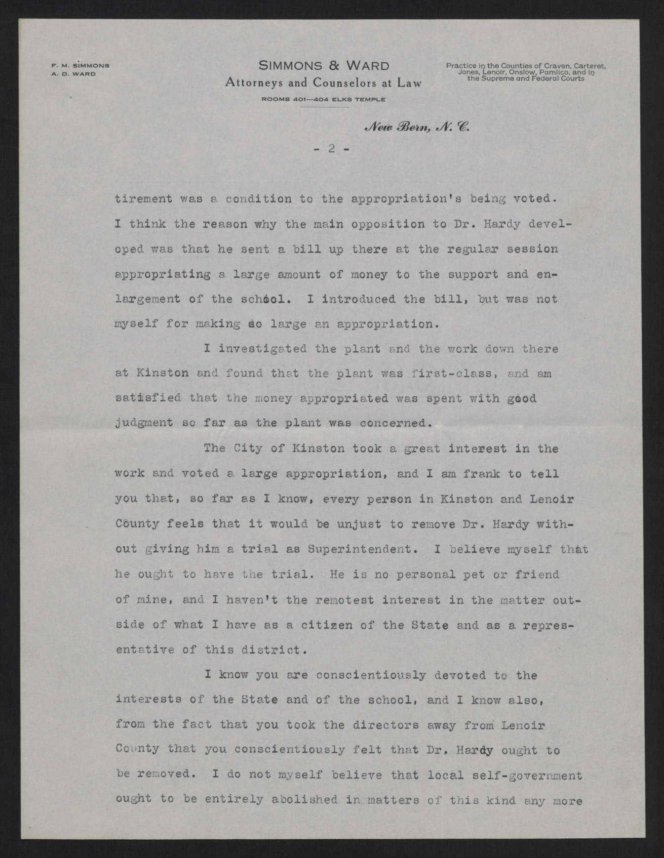 Letter from Ward to Craig, January 1914, page 2