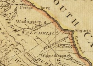 1808 Price and Strother Map indicating the location of General Brown's home in Bladen County