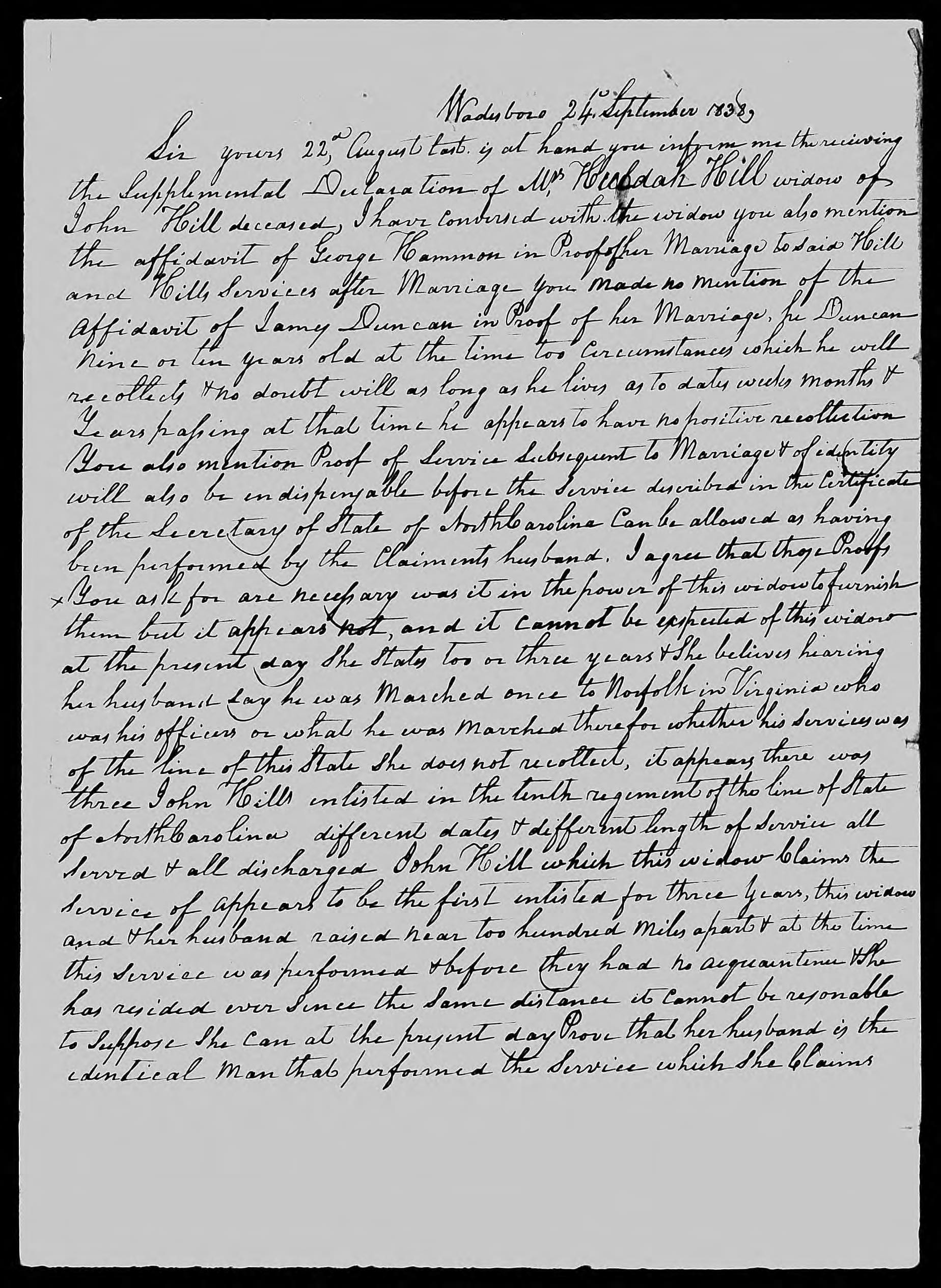 Letter from Rufus R. Johnson to James L. Edwards, 24 September 1838, page 1