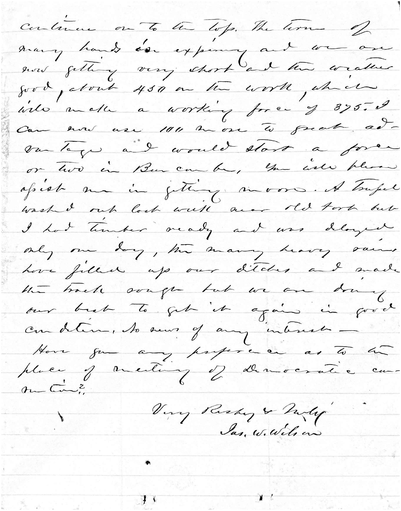 Letter from James W. Wilson to Zebulon B. Vance, 27 February 1878
