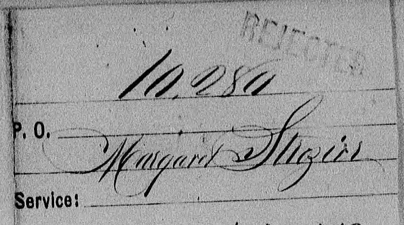 Margaret Strozier's pension application with the word 