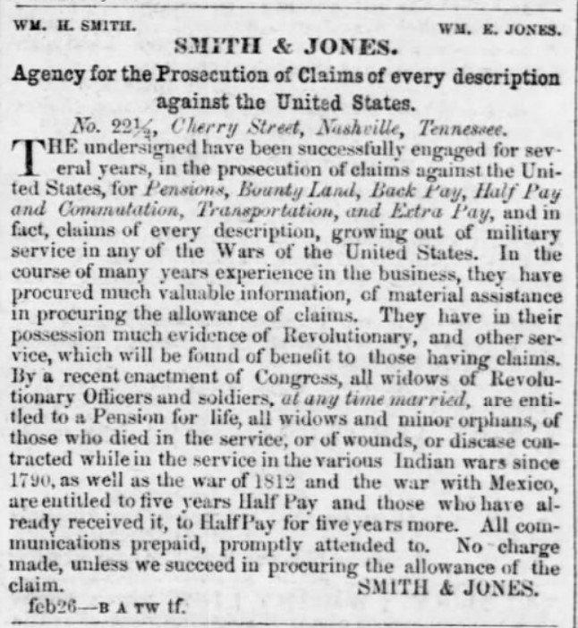 Newspaper article advertisting the Smith & Jones law firm's pension services