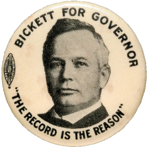 Campaign button for Thomas W. Bickett, circa 1916