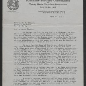 Letter from Weatherford to Bickett, June 25, 1919