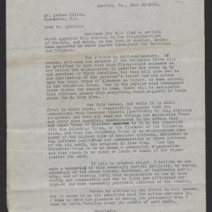 Letter from W. W. Fentress to Luther Little, June 30, 1919