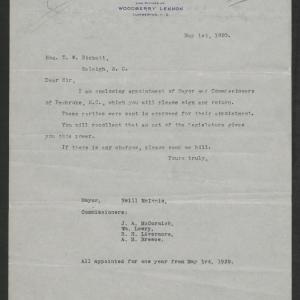 Letter from Neill McInnis to Thomas W. Bickett, May 1, 1920