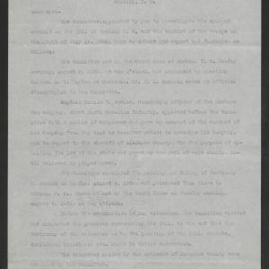 Report of the Investigative Committee on its Findings of the Attempted Lynching at Graham, August 16, 1920, page 1