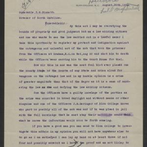 Letter from T. A. May to Thomas W. Bickett, August 30, 1920, page 1