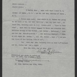 Affidavit of Berter Rice, July 10, 1919
