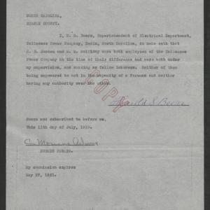 Affidavit of Harold S. Beers, July 11, 1919