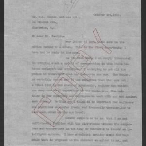 Letter from Thomas W. Bickett to Thomas L. Conder, October 3, 1919, page 1