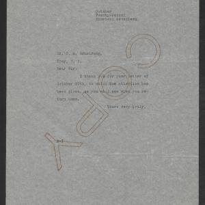 Letter from Thomas W. Bickett to Charles A. Armstrong, October 22, 1917