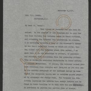 Letter from Santford Martin to Thomas C. Bowie, November 8, 1917
