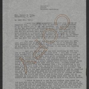 Letter from Thomas W. Bickett to Dorcas E. Hill, December 4, 1917, page 1