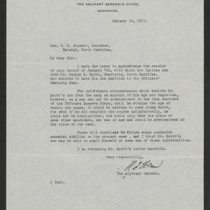 Letter from Henry P. McCain to Thomas W. Bickett, January 10, 1918