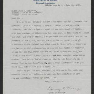 Letter from Dorsey E. Phillips to John D. Langston, January 11, 1918
