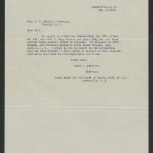 Letter from Peter W. Hairston to Thomas W. Bickett, January 16, 1918