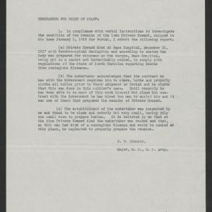 Memorandum for the Chief of Staff by J. F. Johnson, January 22, 1918