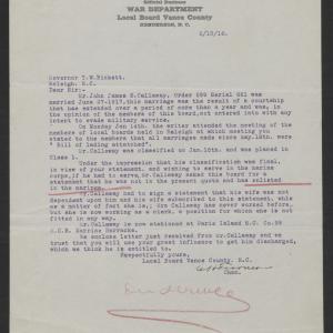 Letter from Charles H. Turner to Thomas W. Bickett, February 13, 1918