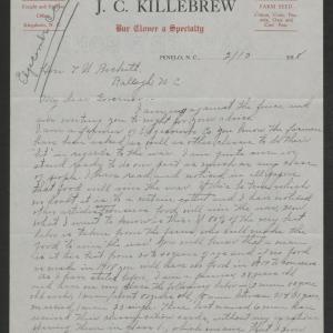 Letter from James C. Killebrew to Thomas W. Bickett, February 13, 1918, page 1