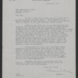 Letter from Coleman C. Cowan to Laurence W. Young, March 30, 1918