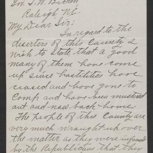 Letter from Jesse F. Cameron to Thomas W. Bickett, December 10, 1918, page 1