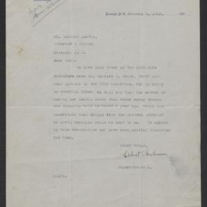 Letter from Albert Anderson to Santford Martin, January 4, 1919