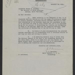 Letter from John F. Morrison to Thomas W. Bickett, December 14, 1920