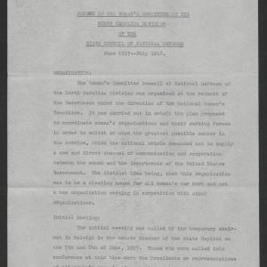 Women's Committee Report, 1917-1918, page 1