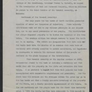 First Message of Governor Bickett to the Special Session of the General Assembly, August 10, 1920, page 1