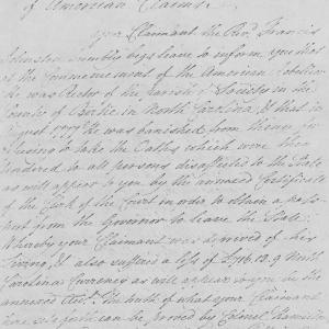 Claim from Francis Johnston to the Commissioners of American Claims, 29 May 1791, page 1