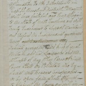 List of People Swearing the Oath of Allegiance in Chowan County, 2 May 1778, page 1