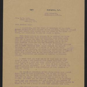 Letter from Varner to Lacy, July 11, 1913