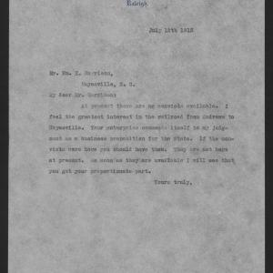 Letter from Craig to Harrison, July 12, 1913