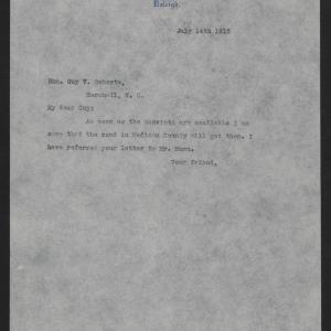Letter from Craig to Roberts, July 14, 1913