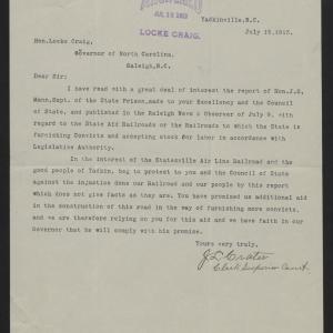 Letter from Crater to Craig, July 15, 1913