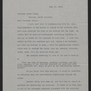 Letter from Pratt to Craig, July 15, 1913, page 1